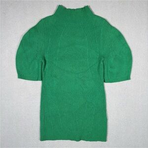 Maeve Anthropologie Puff Sleeve Knit Blouse Womes Small Green Mock Neck